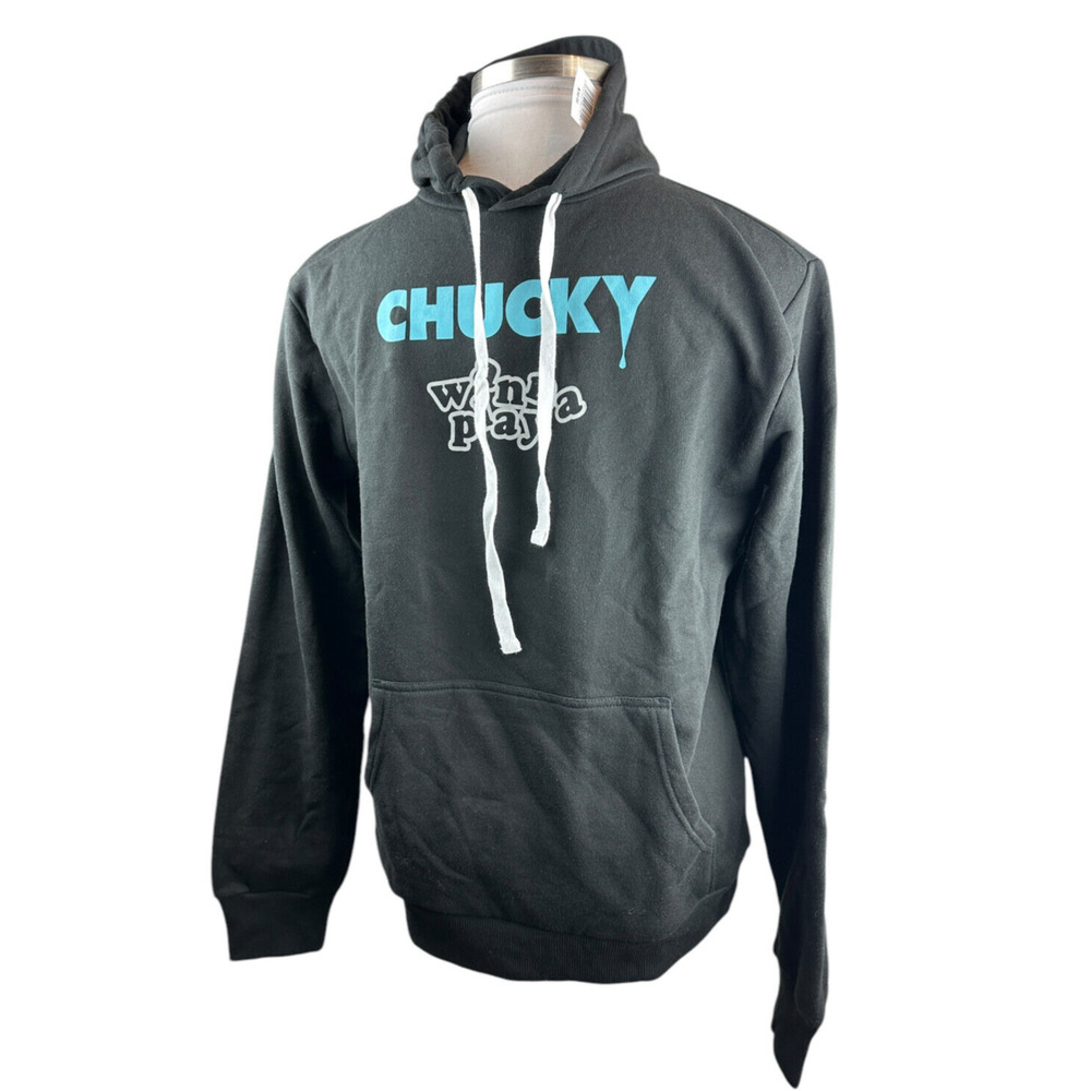 NWT Child's Play Mens Chucky Long Sleeve Fleece Hoodie Wanna Play Graphic Medium - Picture 9 of 10